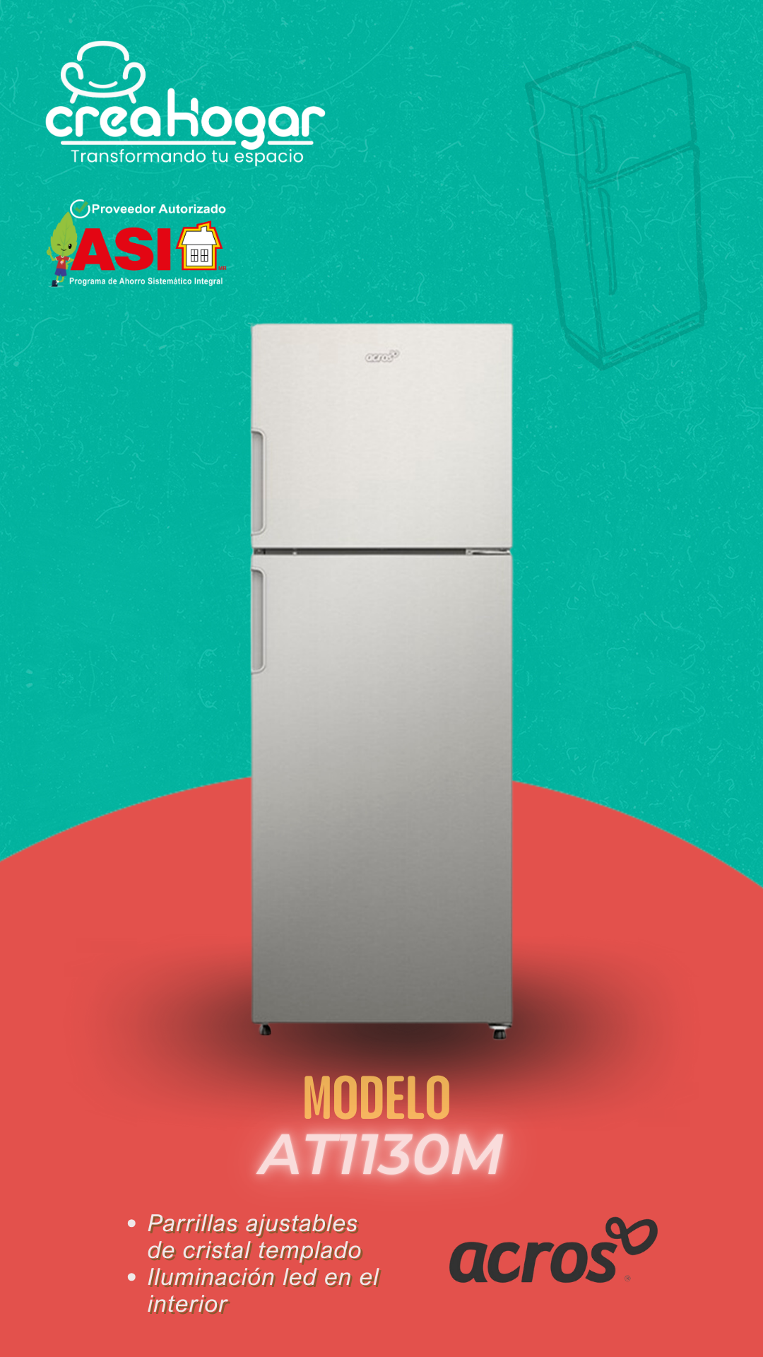 ASI Refrigerador Acros Mod AT1130M Creahogar ASI Refrigerador Acros Mod AT1130M Creahogar